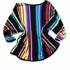 Chaps Multi Colored Striped Lightweight‎ Linen Blend Sweater